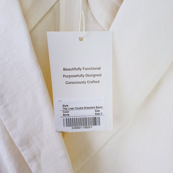Everlane SZ 2 The Linen Double Breasted Blazer Bone European Flax NWT - Picture 6 of 7